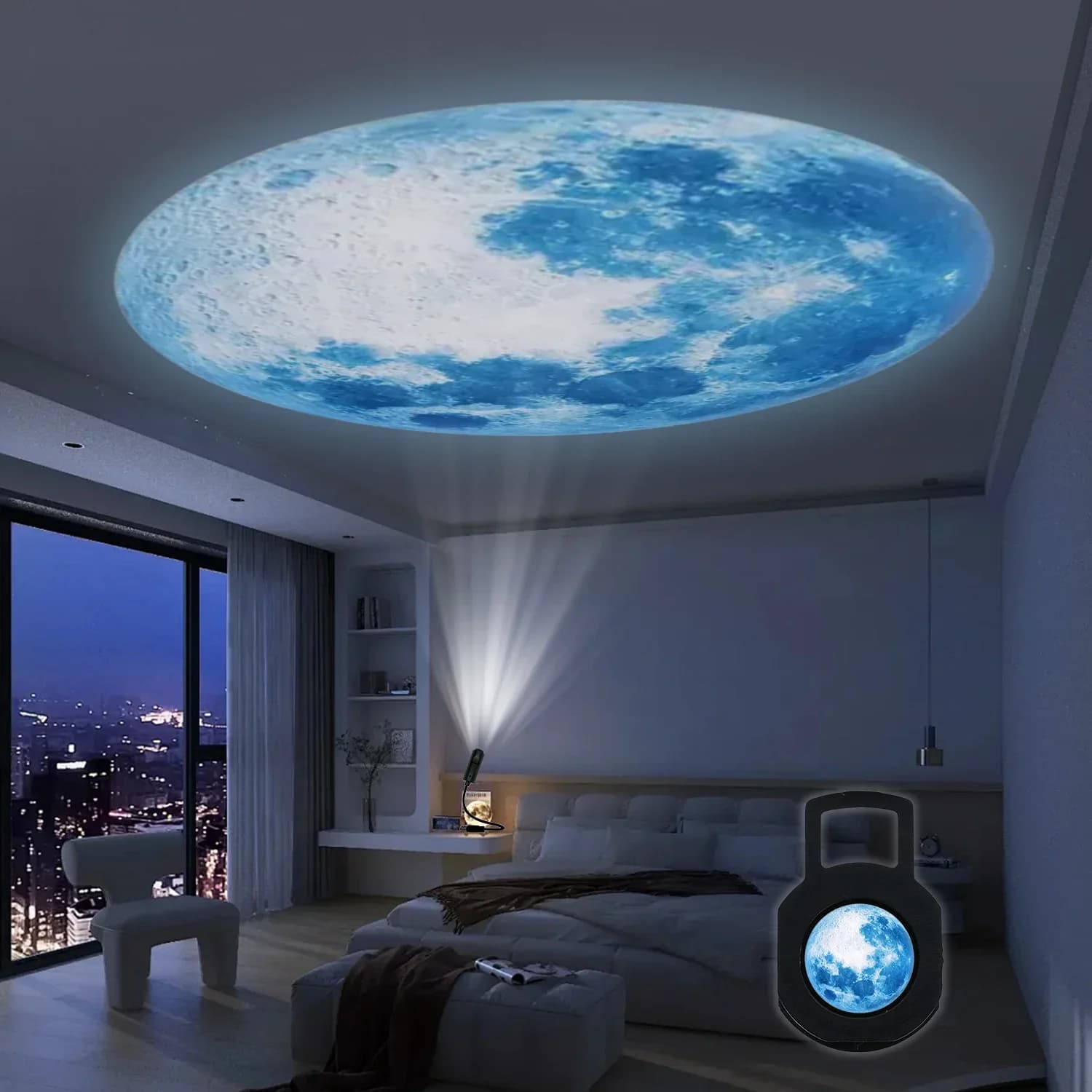 GlowPop Rotating Rechargeable Moon Star Projector thumbnail 3